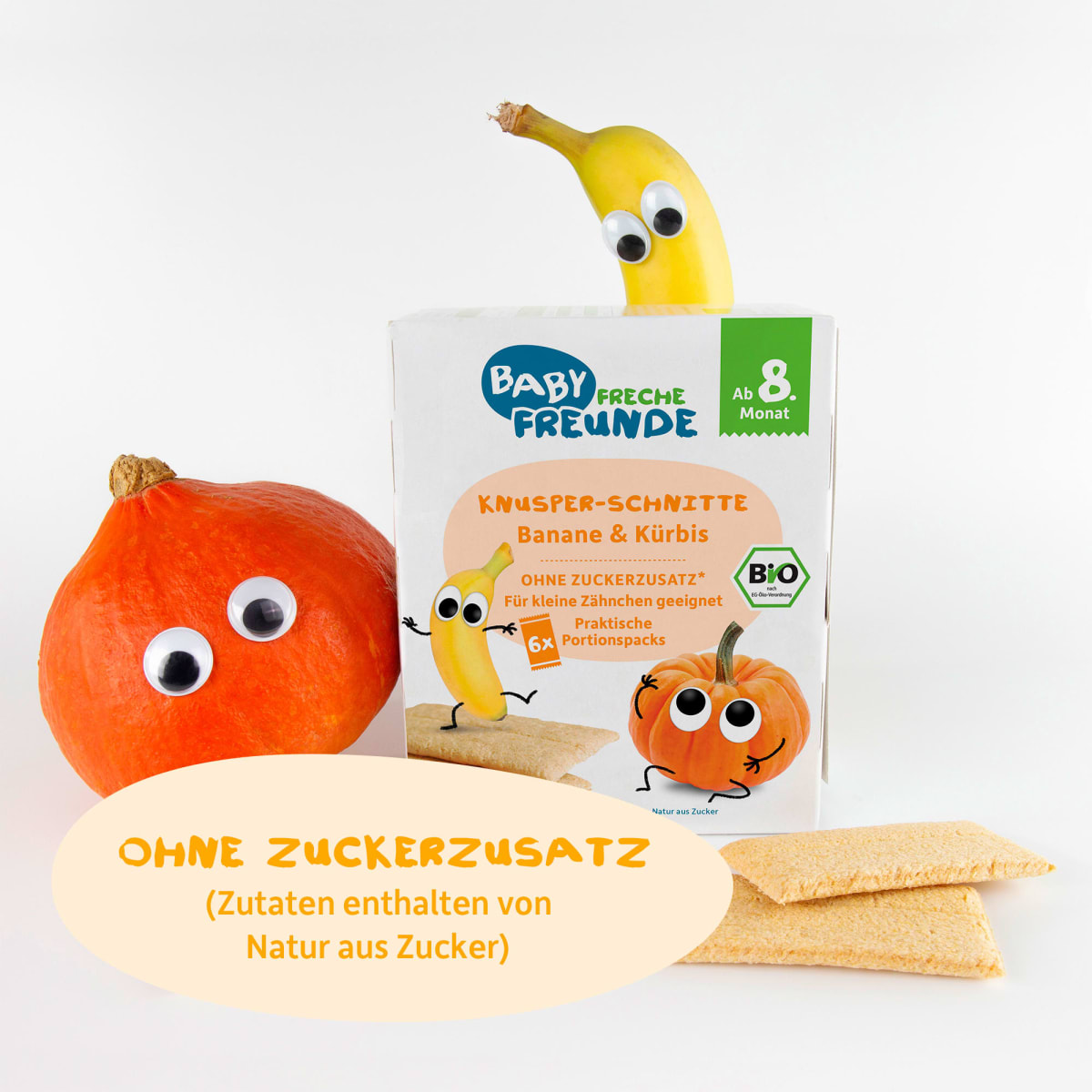 Babysnack Knusper-Schnitte Banane & Kürbis ab dem 8. Monat, 6x14g, 84 g
