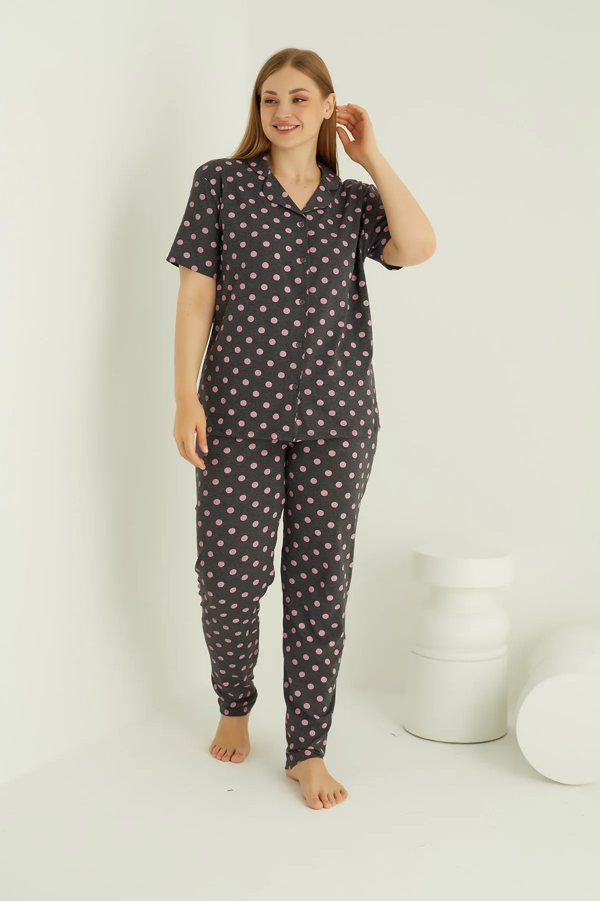 ELİTOL  ÜBERGROßES PYJAMA-SET AUS BAUMWOLLE MIT KNÖPFEN