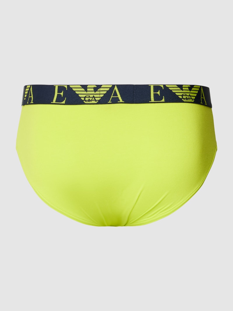 Pants mit elastischem Label-Bund im 3er-Pack in neon gelb