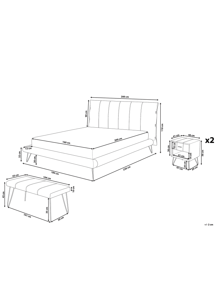 Beliani 4-tlg Schlafzimmer Set BETIN in Weiß günstig kaufen onesize