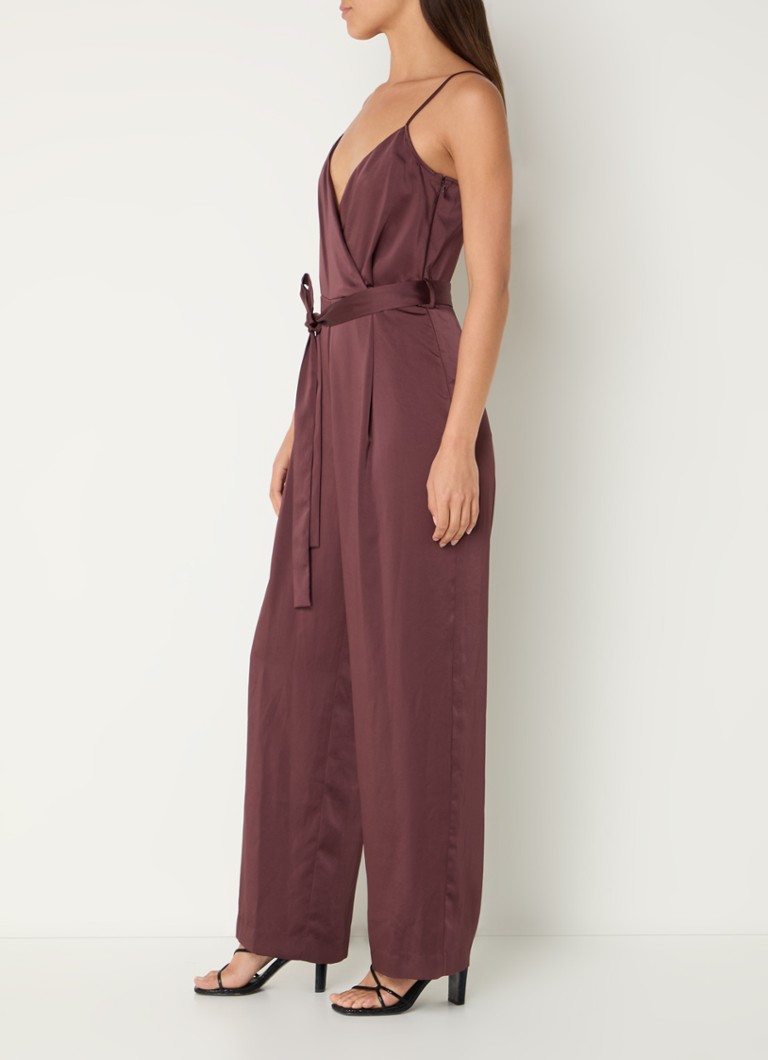 Tuta intera a gamba larga in raso Jelly di Claudie Pierlot con cintura da annodare