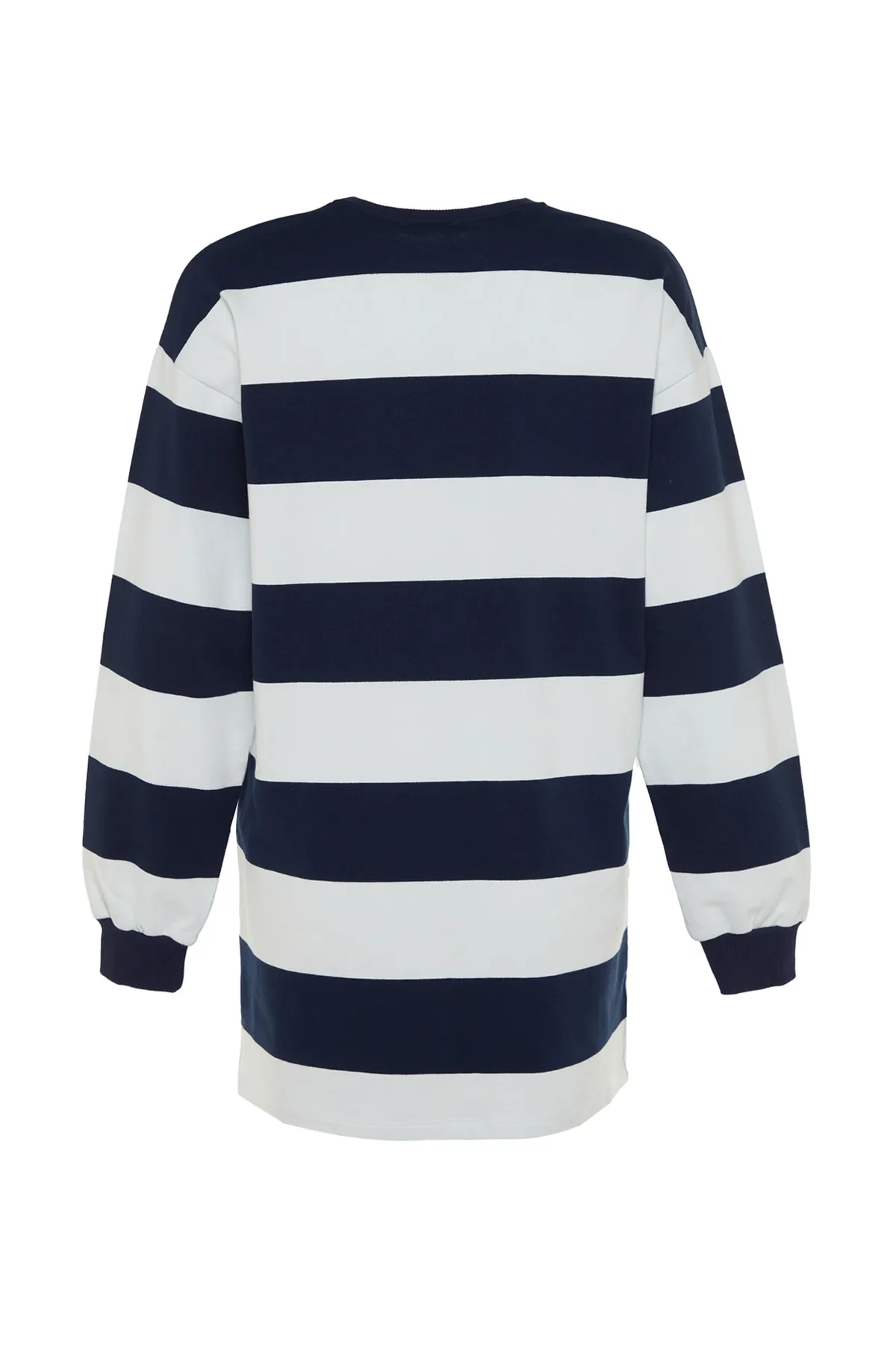 Trendyol Modest  Marineblaue gestreifte bedruckte Stricktunika TCTSS23UK00041