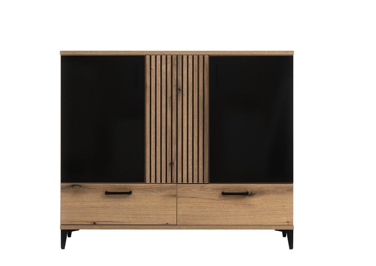 QMM TraumMöbel Schlafzimmer-Set Schlafzimmer Aria Set B Bett Schrank Nachttische Kommode LED