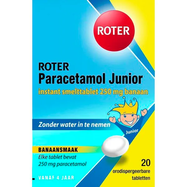 Roter Paracetamol Junior 250mg Melt Tablets Medicine - 20 pieces