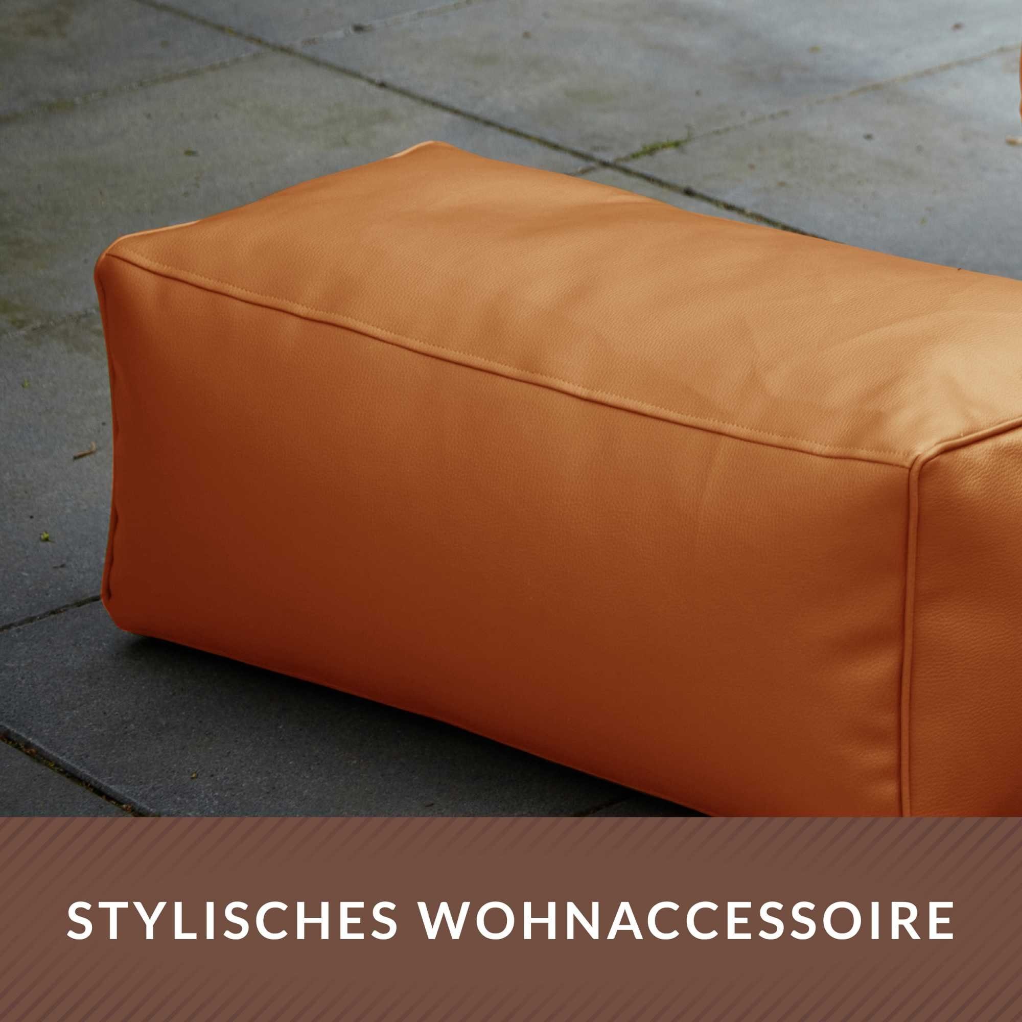 Green Bean Fußhocker Sitzpouf aus Kunstleder in 3 Farben (Pouf Bodenkissen Ablage Hocker Sitzkissen), Sitzhocker mit Füllung, Maße 70x33x28cm - Ergänzung zum Sitzsack