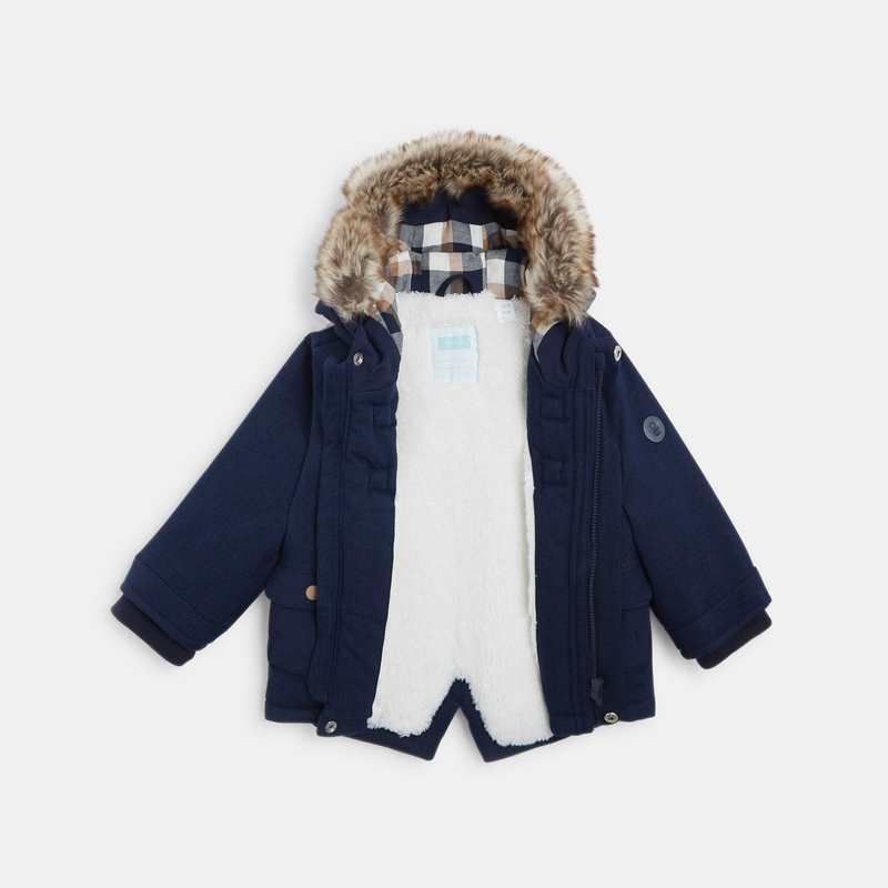Manteau de ville imperméable à capuche bleu bébé garçon