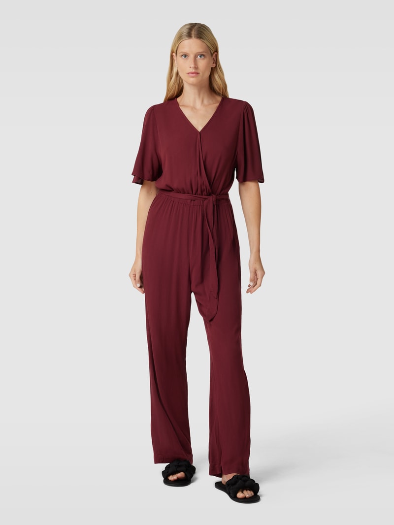 Jumpsuit mit V-Ausschnitt Modell 'Marrakech' in aubergine