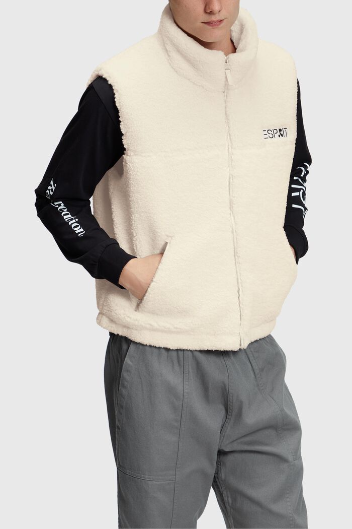 Weste aus Teddyfleece mit Logo-Stitching
