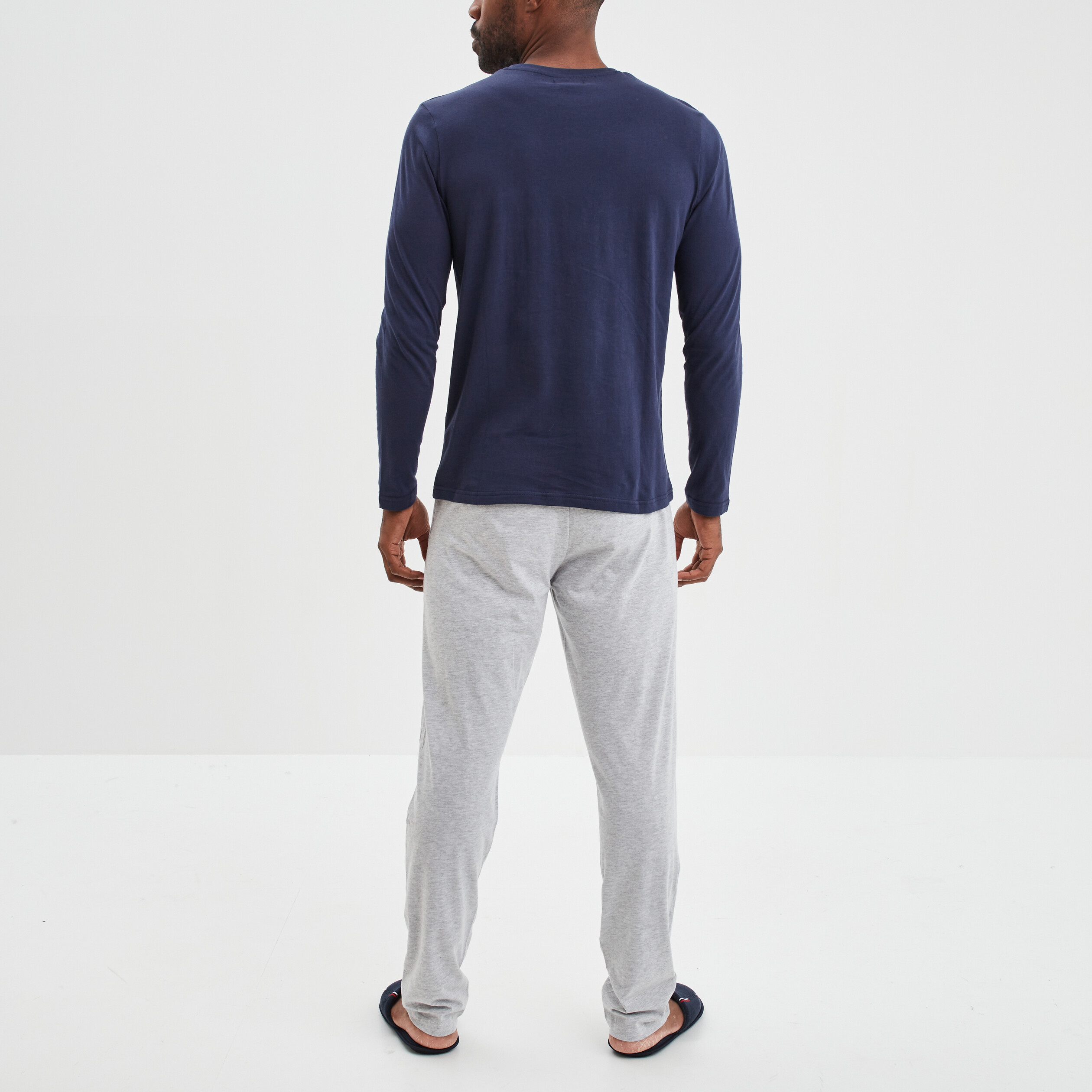 Ensemble pyjama pantalon coton bleu marine homme | La Halle