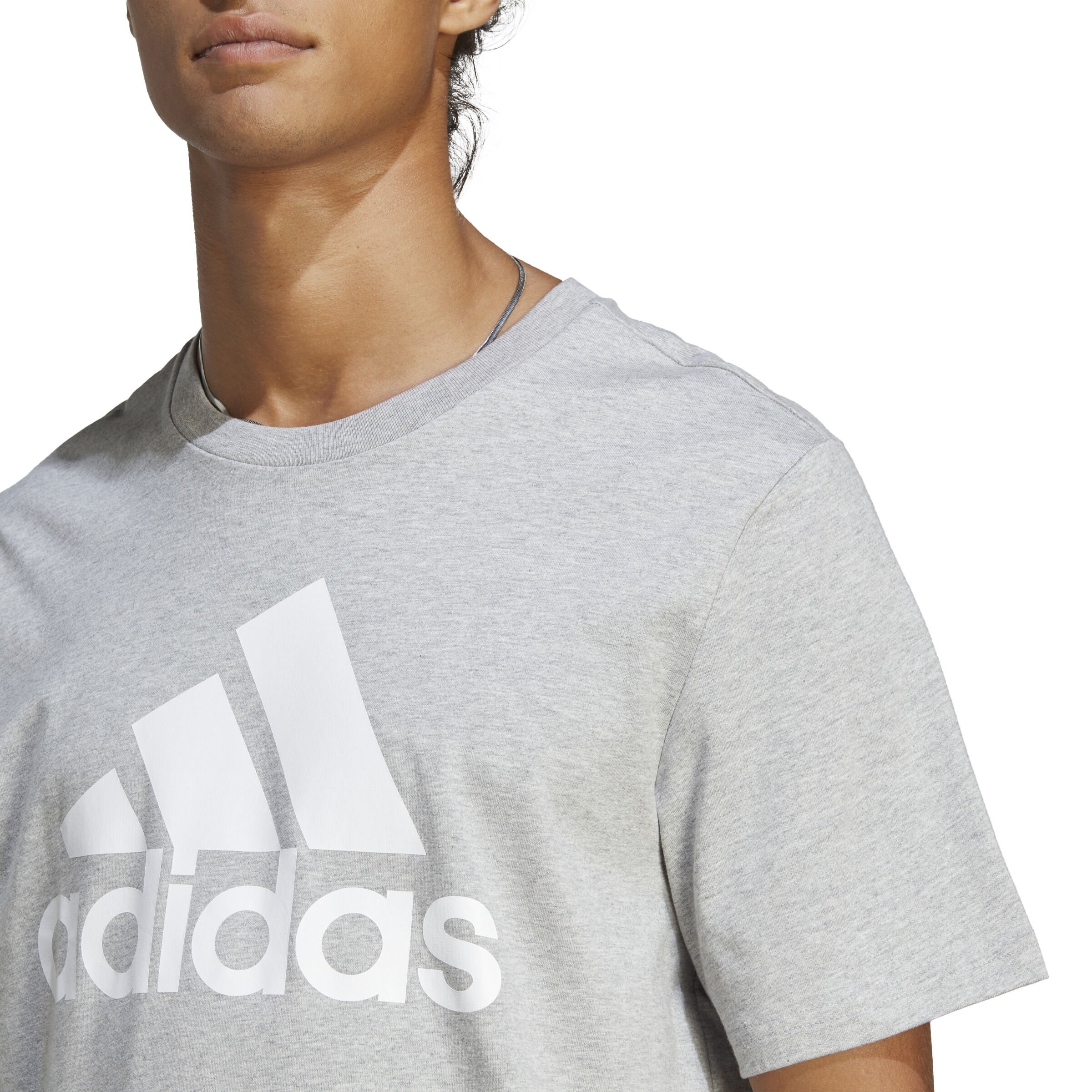 Essentials Single Jersey Big Logo T-Shirt Herren - Hellgrau, Weiß