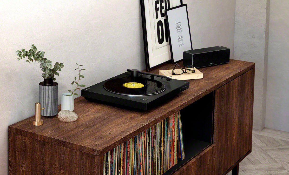 Sony PS-LX310BT Plattenspieler (Riemenantrieb, Bluetooth, Phono Vorverstärker, Auto-Play Funktion, Aluminium Plattenteller)