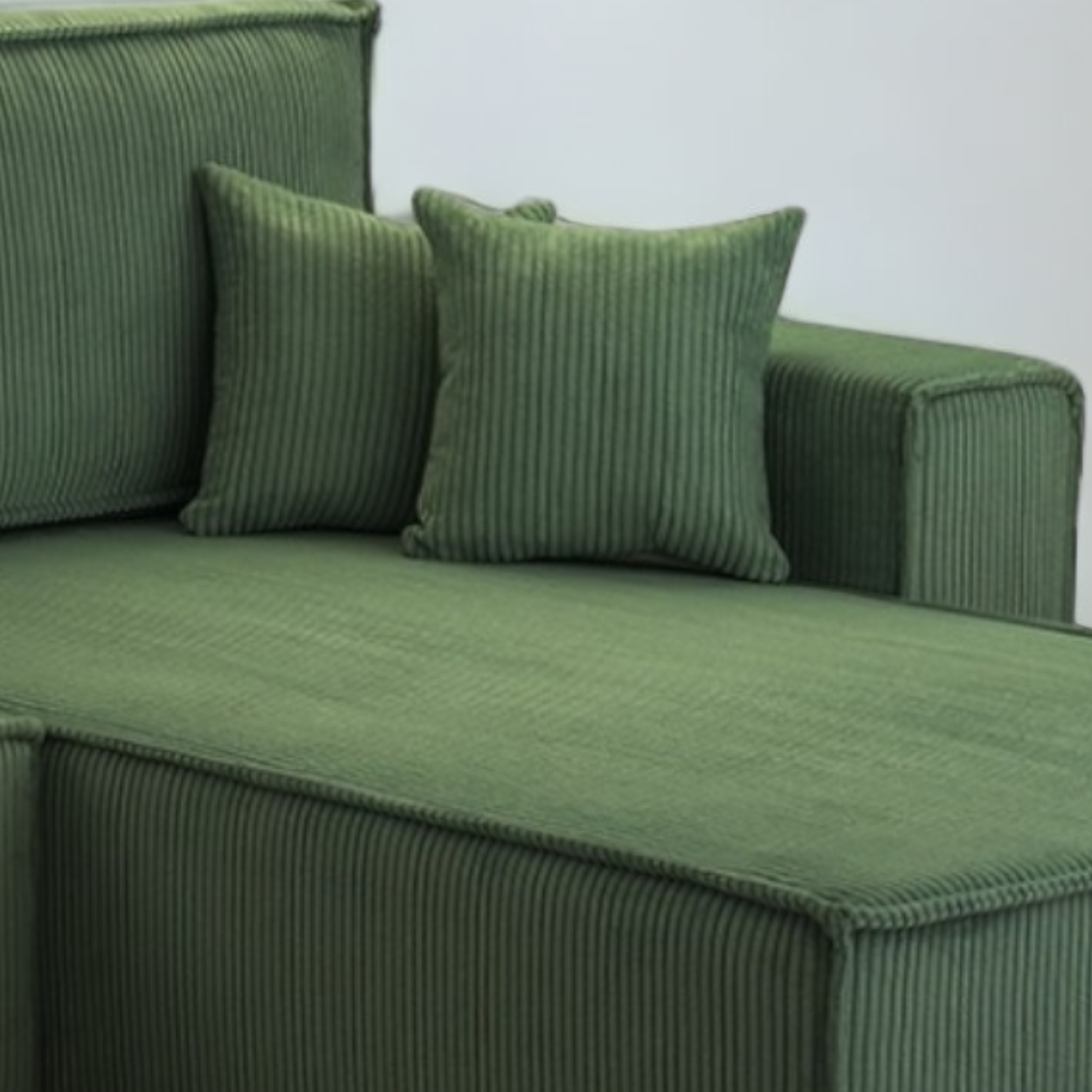 Möbel Punkt Wohnlandschaft Ecksofa Dark Green Genf Cord XL mit Bett Kopfteilverstellung Bett Sofa Schlafsofa Ottomane rechts links universell