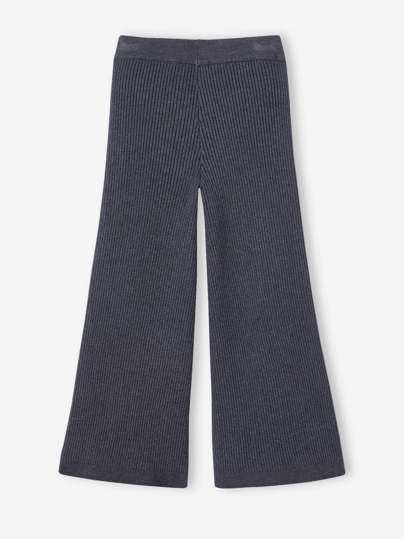 Vertbaudet Weite Mädchen Hose aus Rippstrick Oeko-Tex - anthrazit
