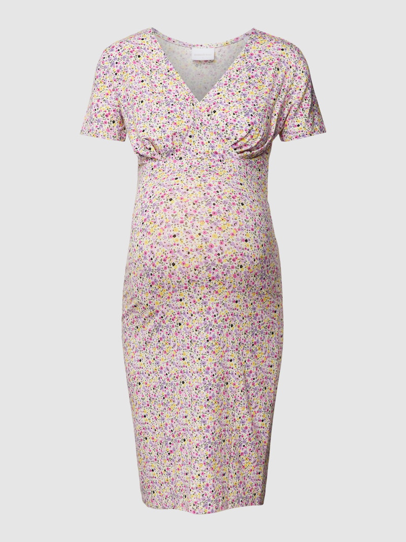Umstands-Kleid mit floralem Muster in offwhite