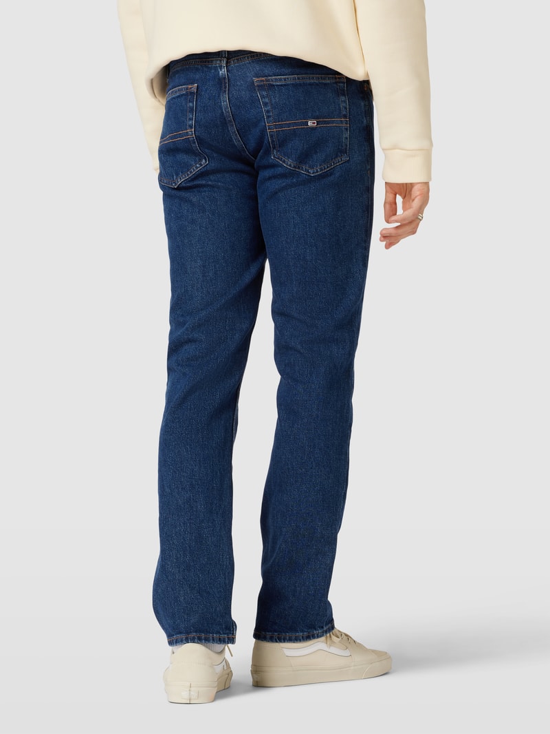 Straight Fit Jeans mit Label-Details Modell 'RYAN' in dunkelblau