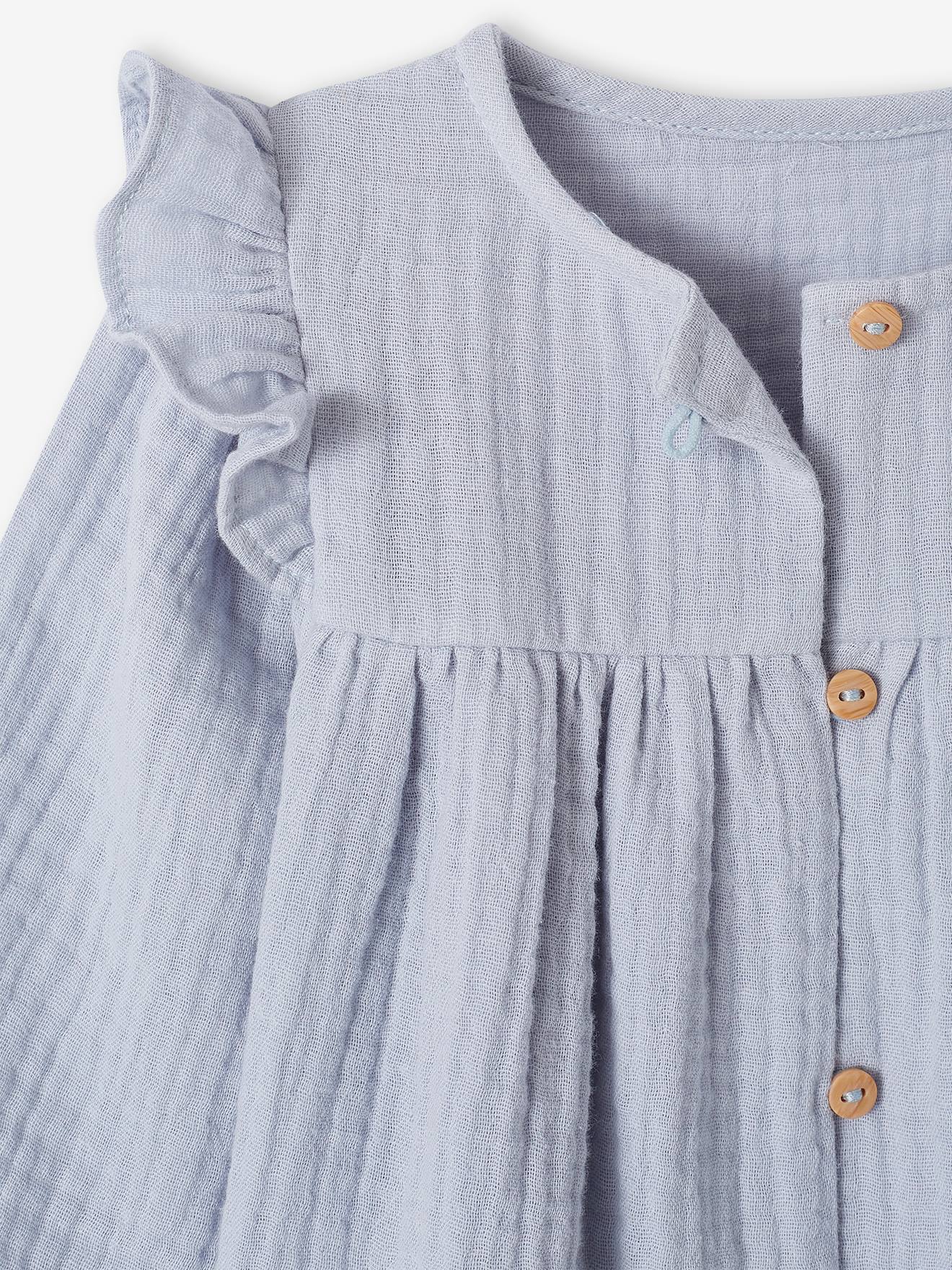 Vertbaudet Mädchen Baby Volant-Bluse - eisblau