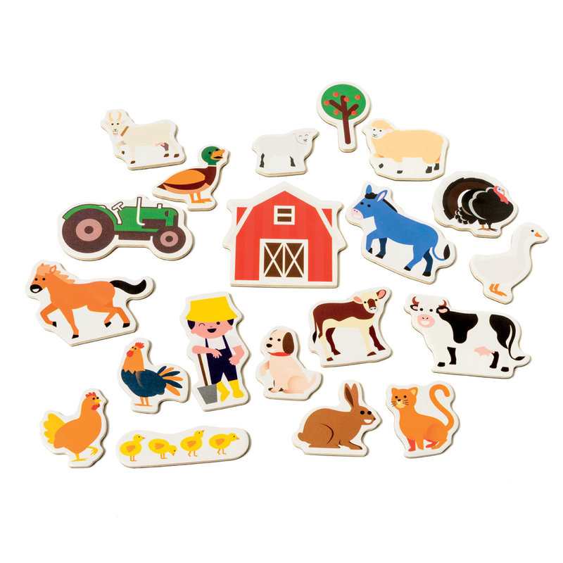 Animaux de la ferme magnétiques en bois Oxybul