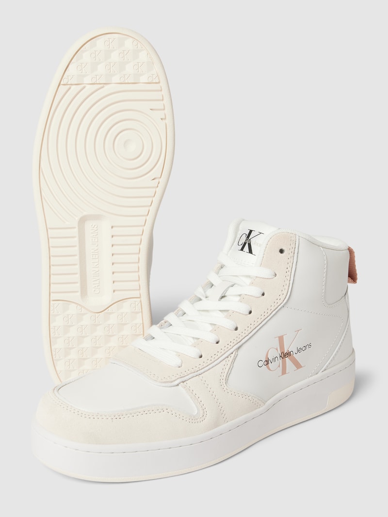 High Top Sneaker mit Label-Details Modell 'BASKET' in beige