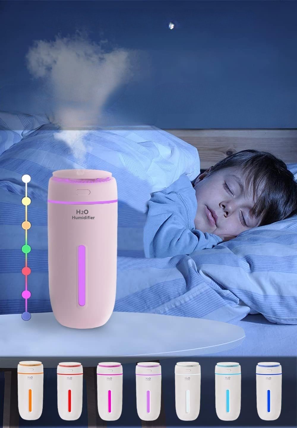 MOUTEN Diffuser Kleiner 400-ml-Luftbefeuchter für das Schlafzimmer