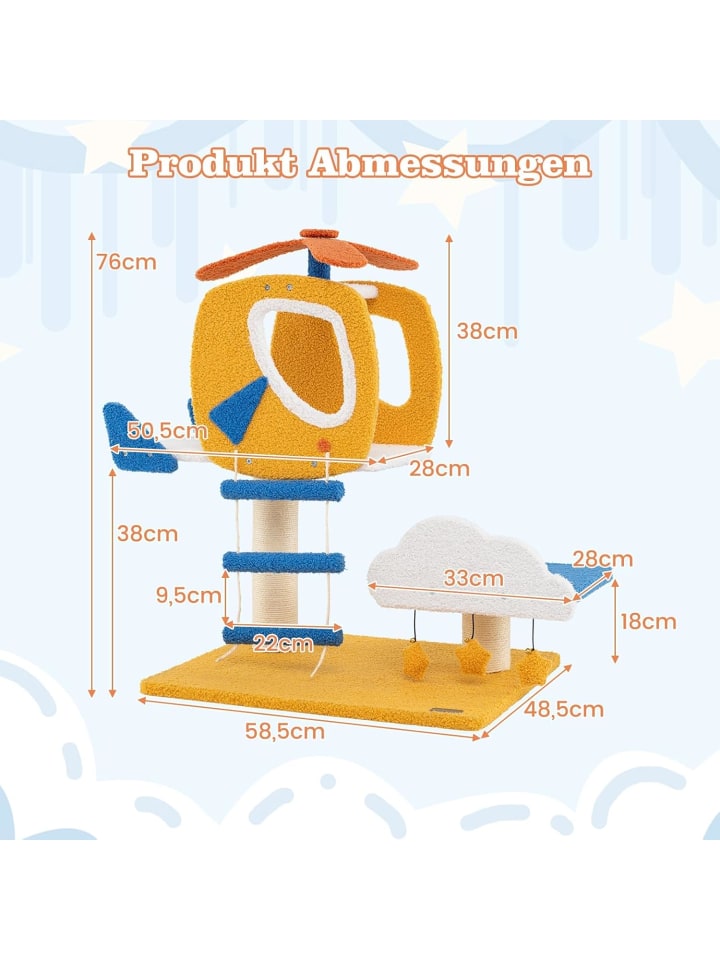 COSTWAY Kratzbaum Klein Hubschrauberförmig in Blau günstig kaufen onesize