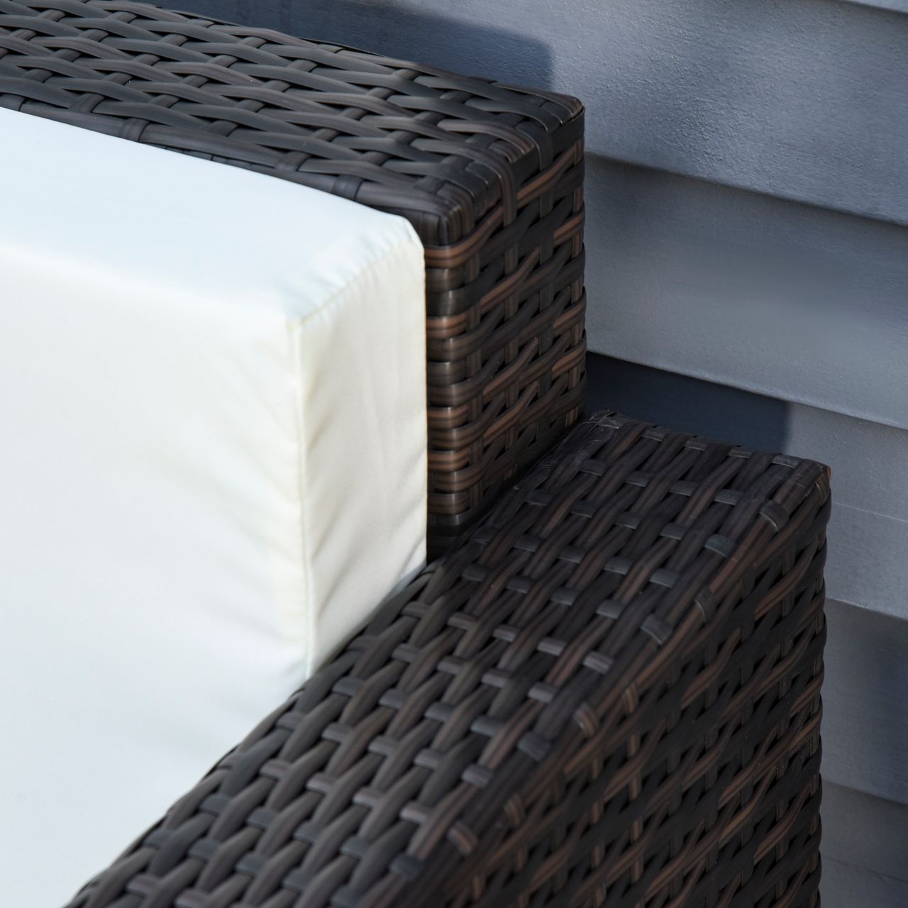 Outsunny Poly-Rattan Sofa mit Kissen 3-Sitzer Garten Loungesofa Polyester Braun