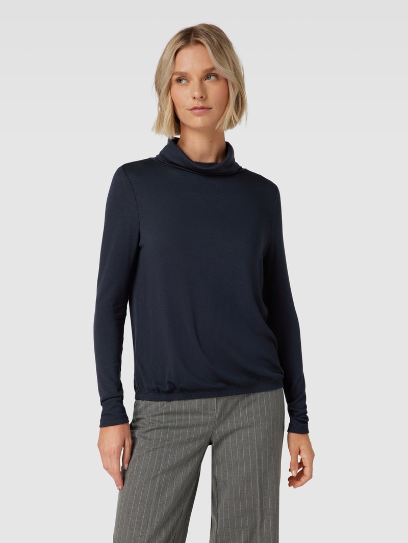 Longsleeve mit Rollkragen Modell 'Seshine' in marineblau