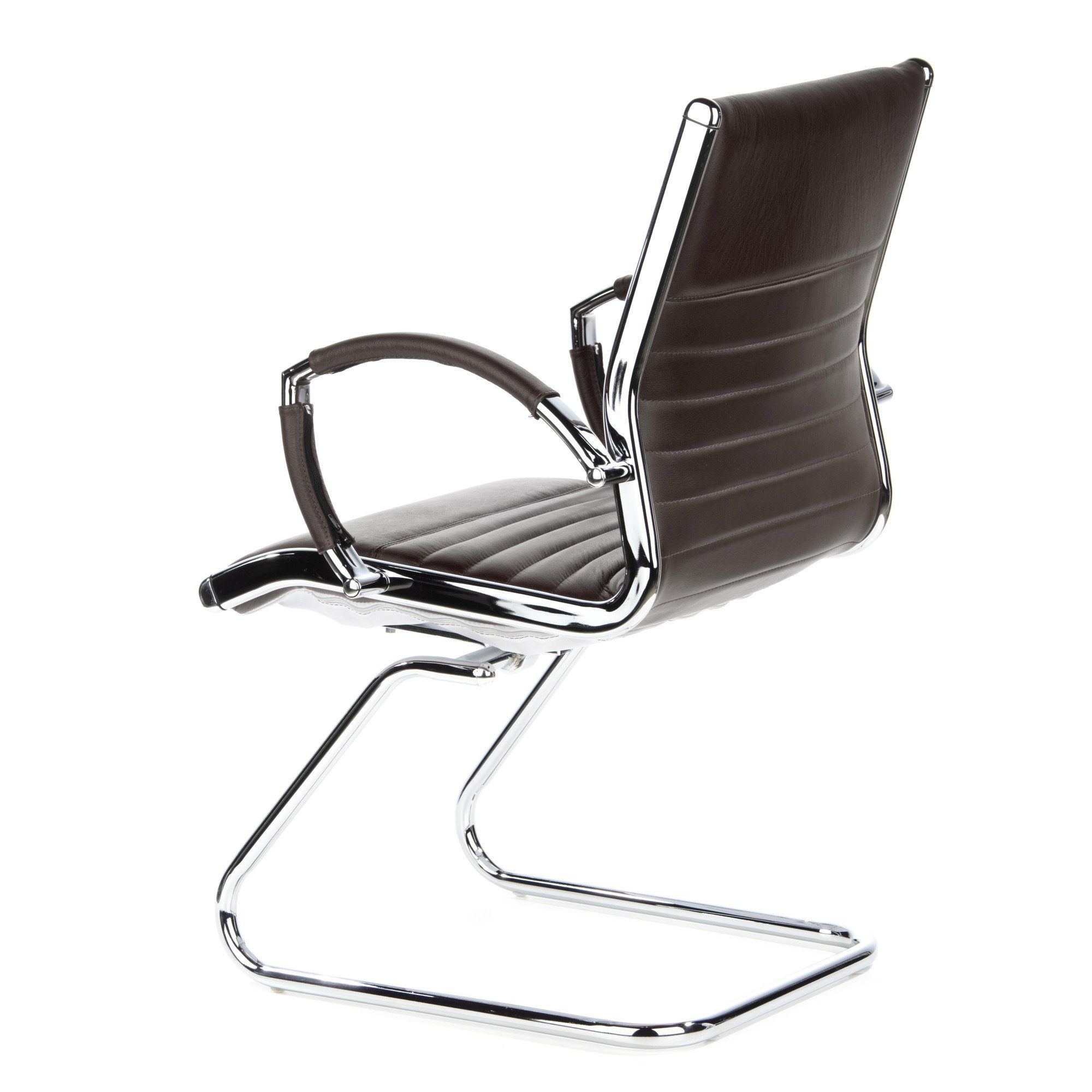 hjh OFFICE Freischwinger Freischwinger PARMA V Leder mit Armlehnen, Stuhl, Esszimmerstuhl, Besucherstuhl, Schwingstuhl
