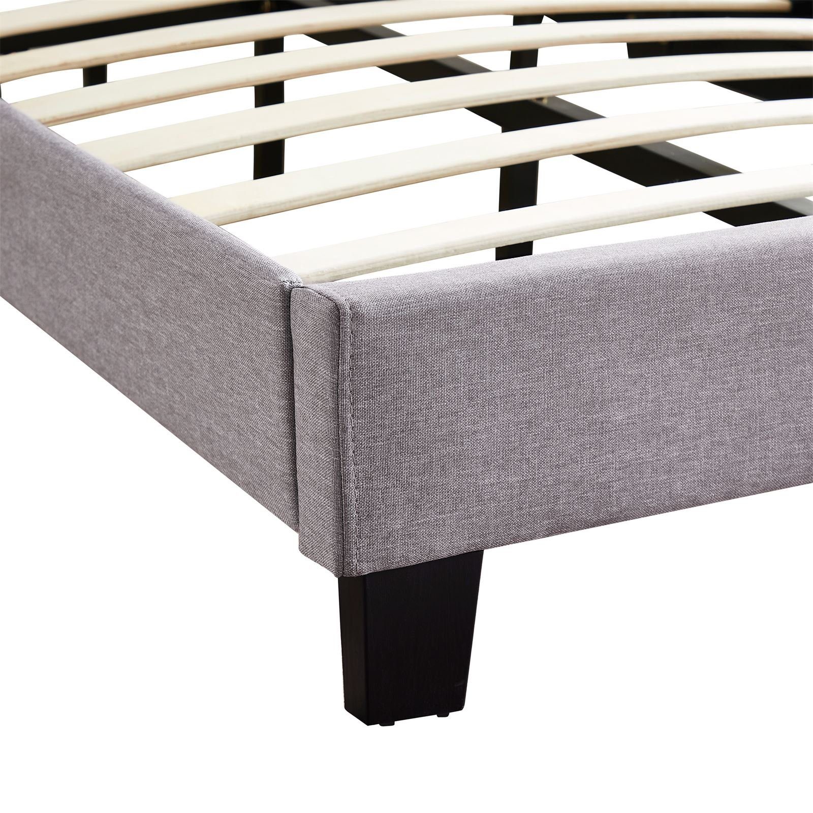 CARO-Möbel Polsterbett GLACE, Polsterbett 90x200 cm mit Stoffbezug in grau LED Beleuchtung grau