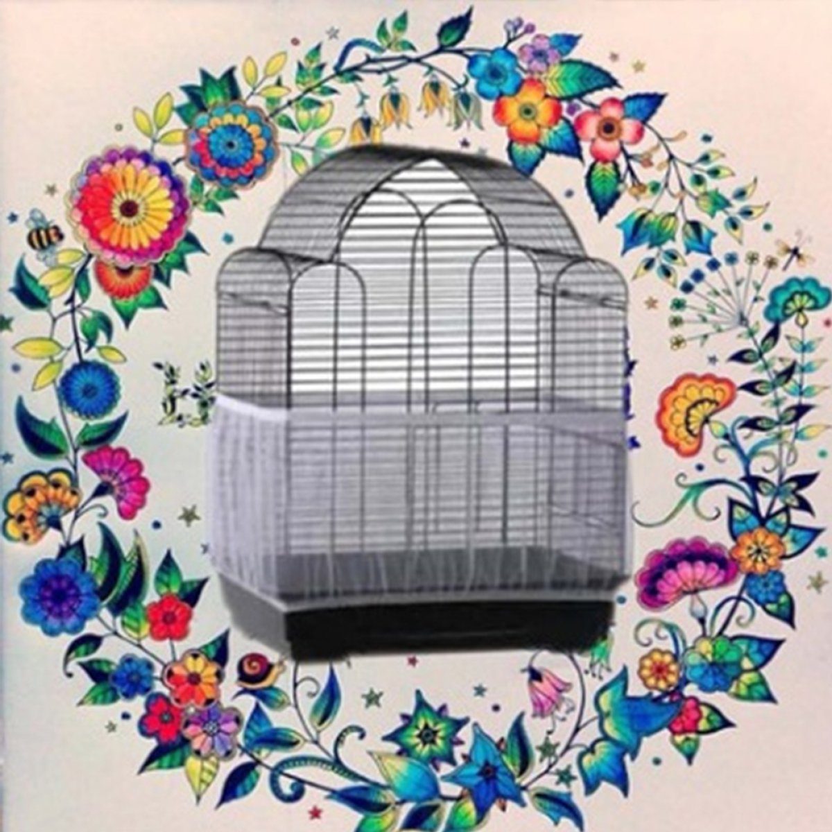 Rwoythk Vogelkäfig Vogelkäfig Schutznetz Mesh Rock mit Verstellbaren Kordelzug