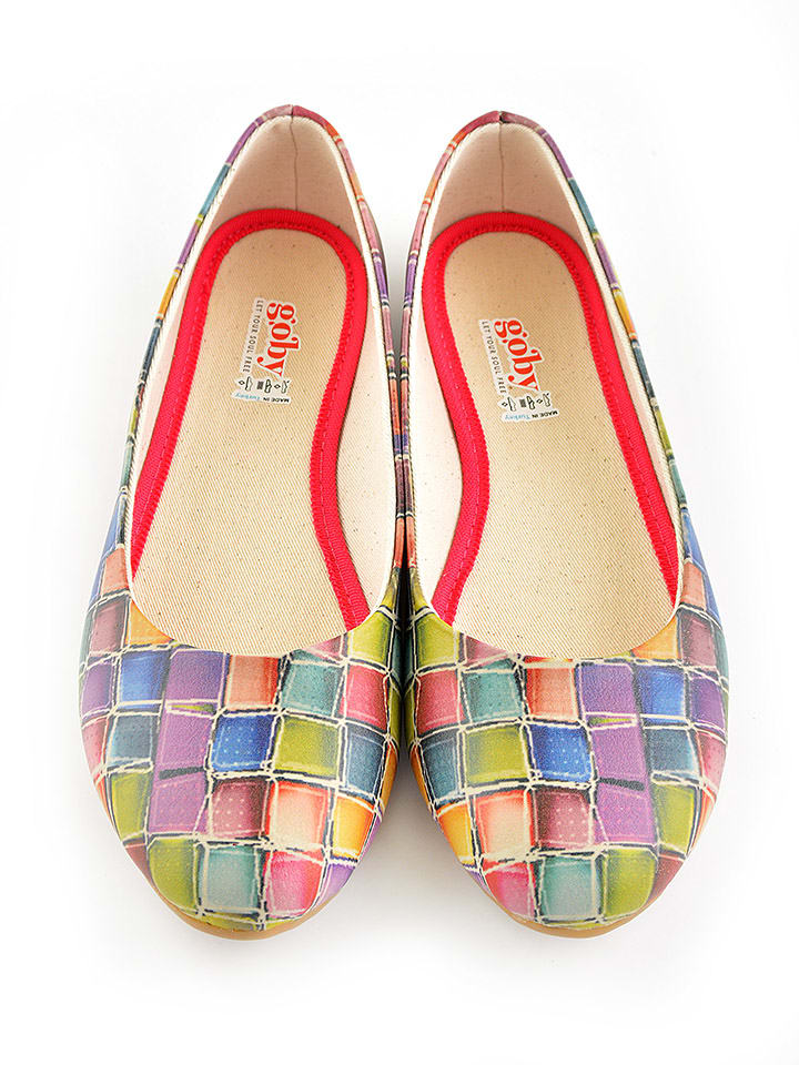 Goby Leder-Ballerinas in Bunt günstig kaufen