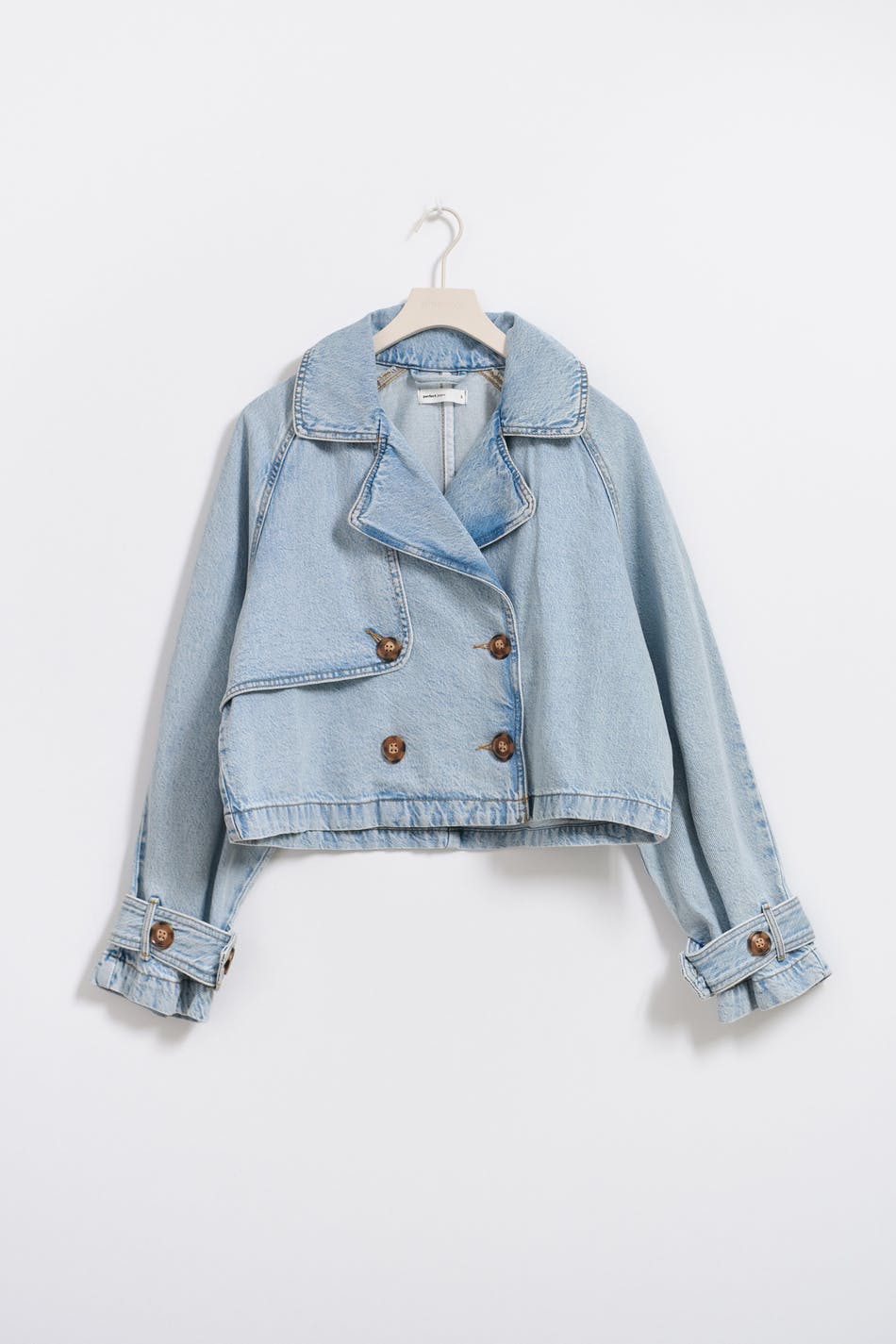 Denim short trench coat