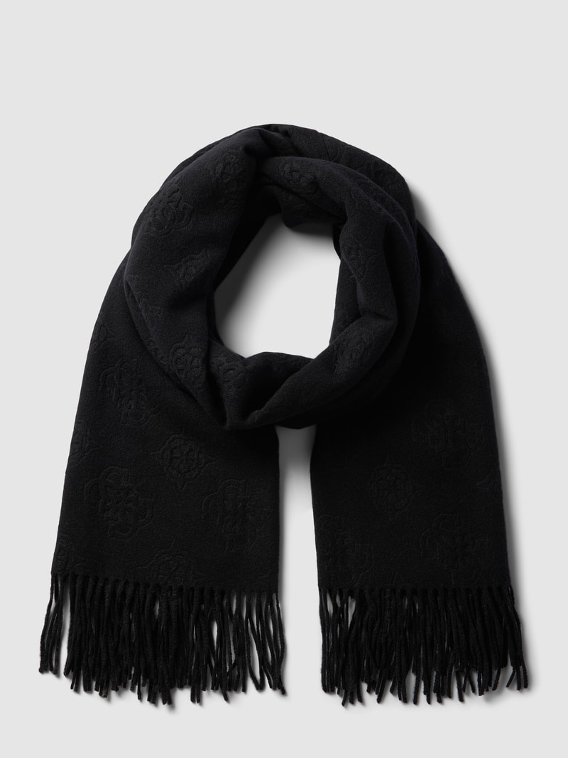 Schal mit Allover-Label-Details Modell 'JAMES' in schwarz