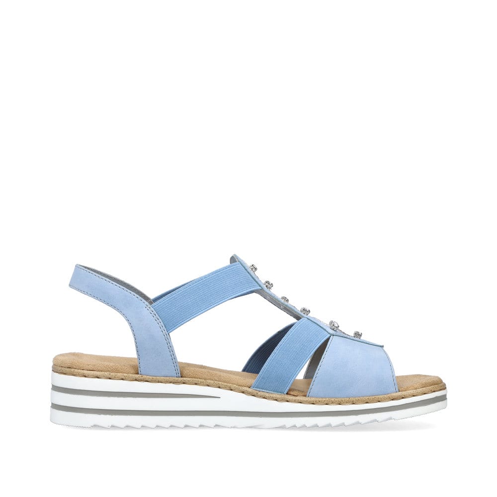 Rieker Damen Keilsandaletten himmelblau-hellbeige