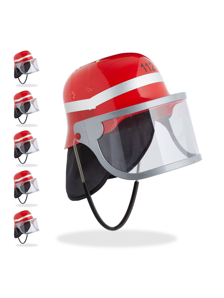 relaxdays 6x Kinder Feuerwehrhelm in Rot günstig kaufen onesize