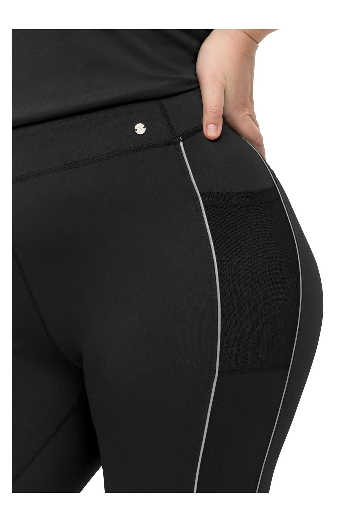 Sheego  Sport-Leggings - Schwarz - Mittlerer Bund