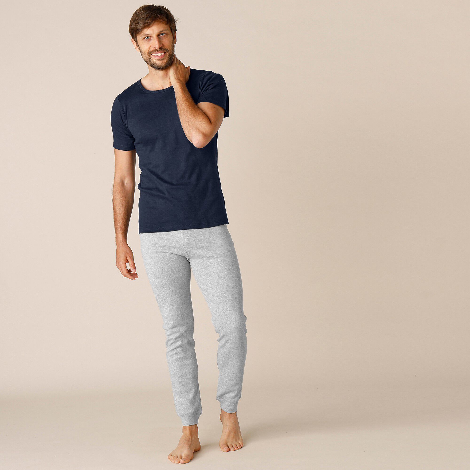 Tee-shirt sous-vêtement homme col rond manches courtes coton