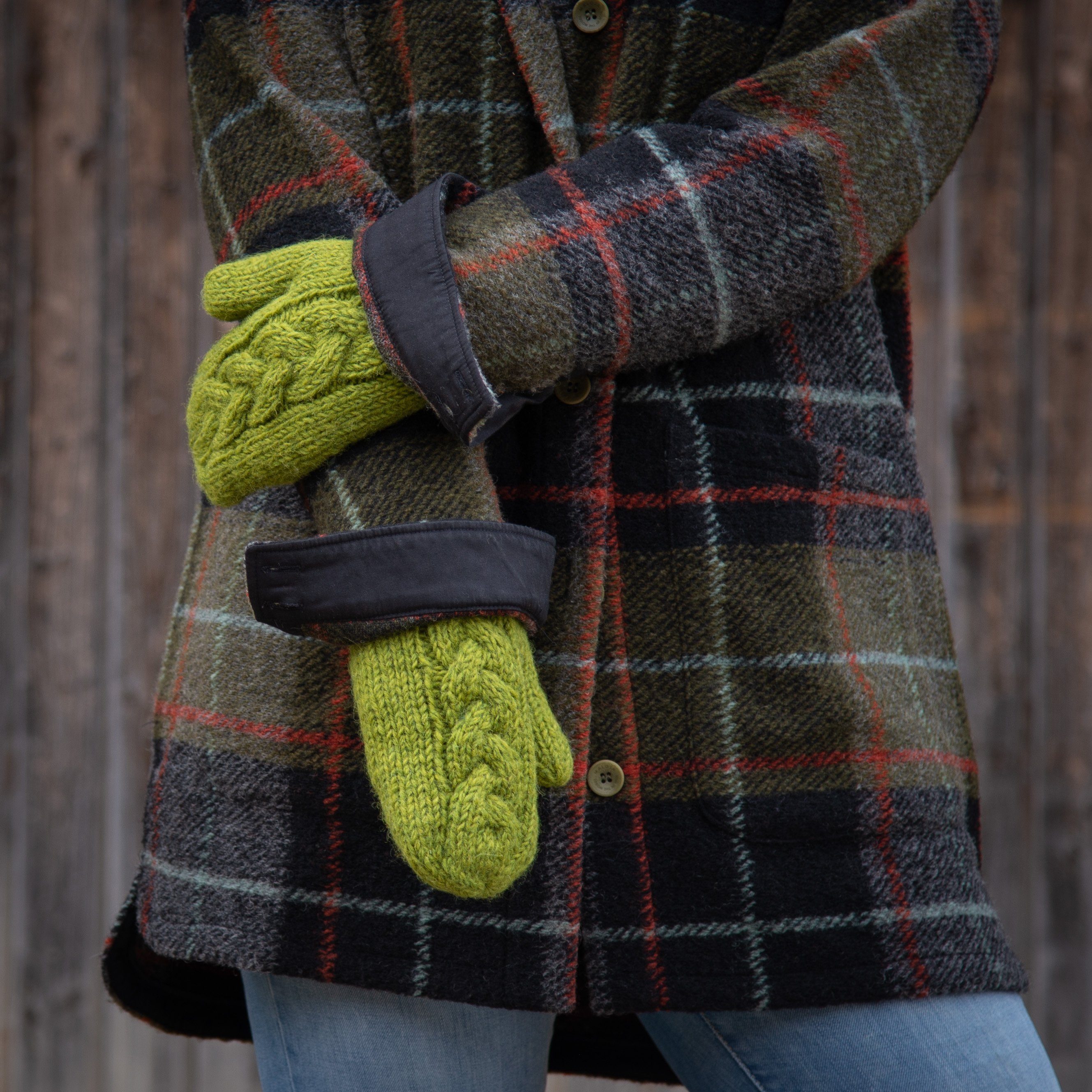 McRon Strickhandschuhe Fäustlinge Modell Clara mit Fleece gefüttert, hoher Schurwollanteil