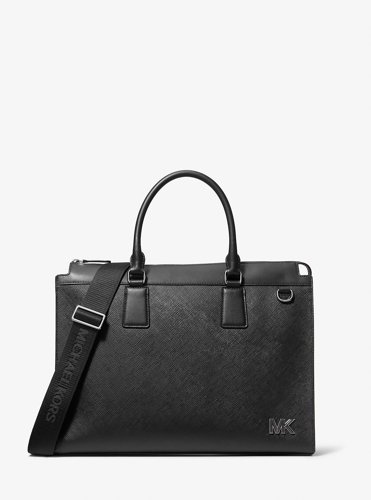 Borsa da lavoro Edison di medie dimensioni in pelle antigraffio - NERA
