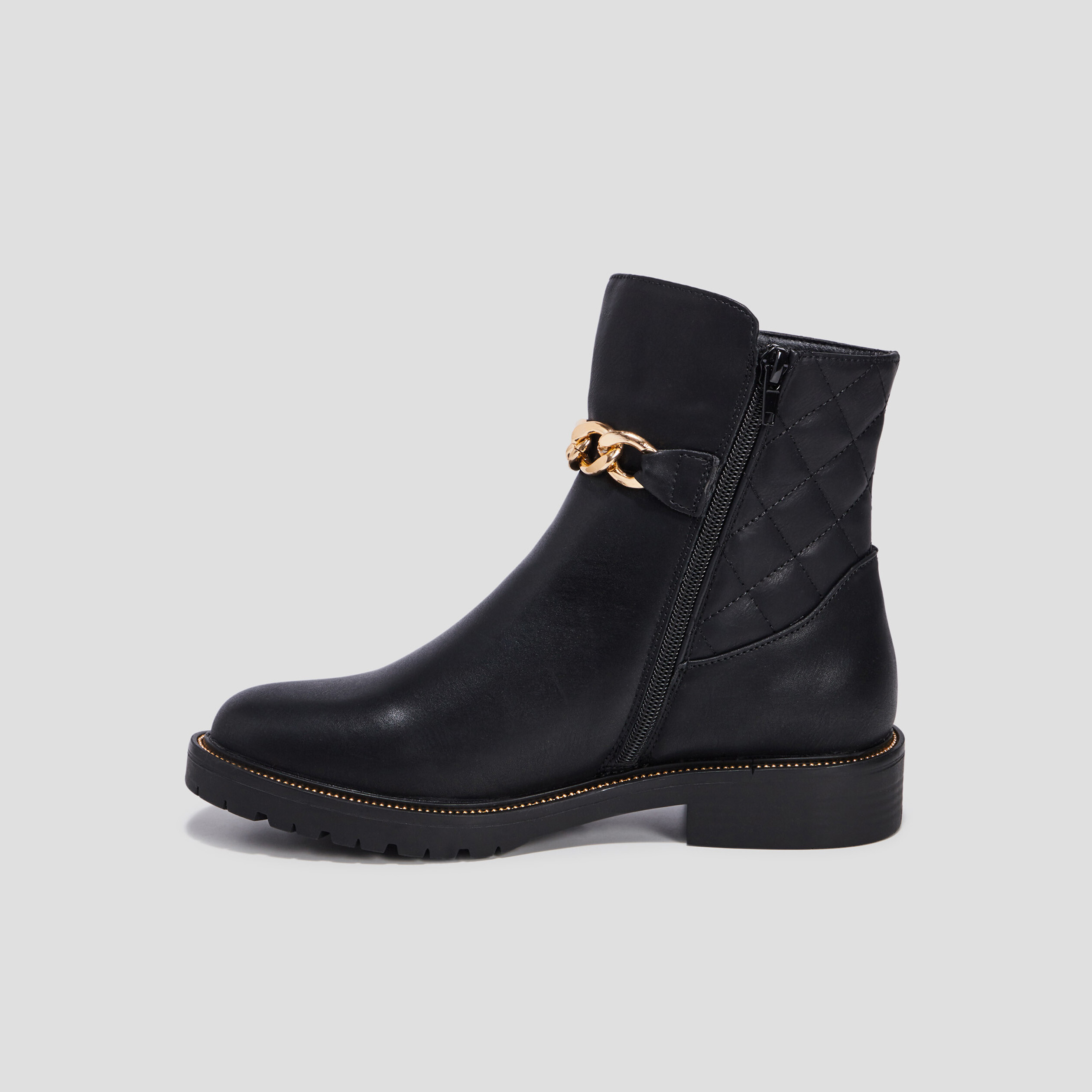 Bottines avec détails chaînes noir femme | La Halle
