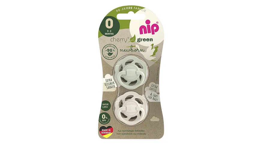 nip® Schnuller Cherry Green Newborn Latex Größe 0 (ab 0 Monate)