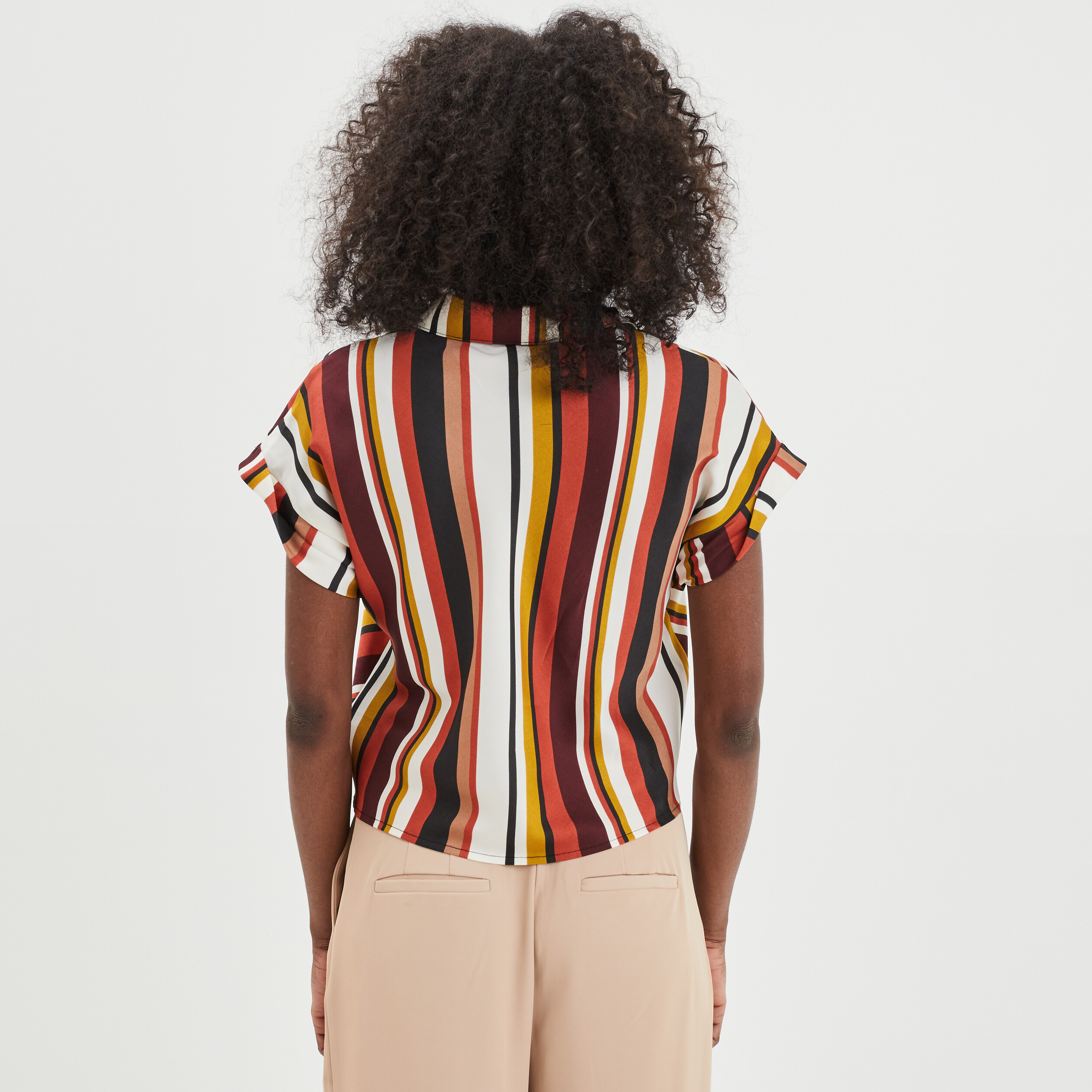 Chemise satin nouée manches courtes multicolore femme | La Halle