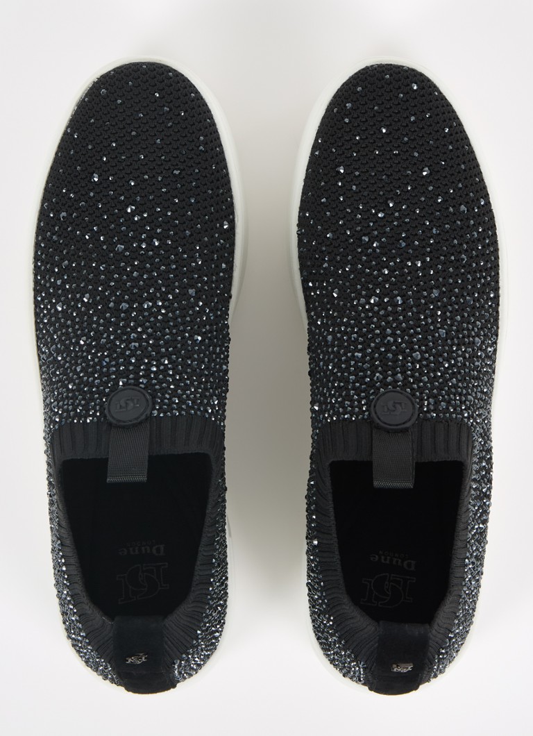 Baskets Dune London ornées de strass et dotées d'une tige en maille.