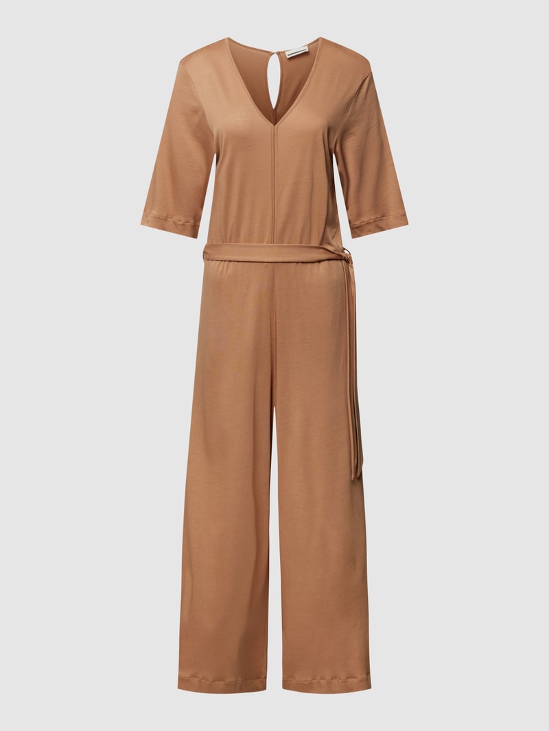 Jumpsuit mit V-Ausschnitt Modell 'NAILAA' in mittelbraun