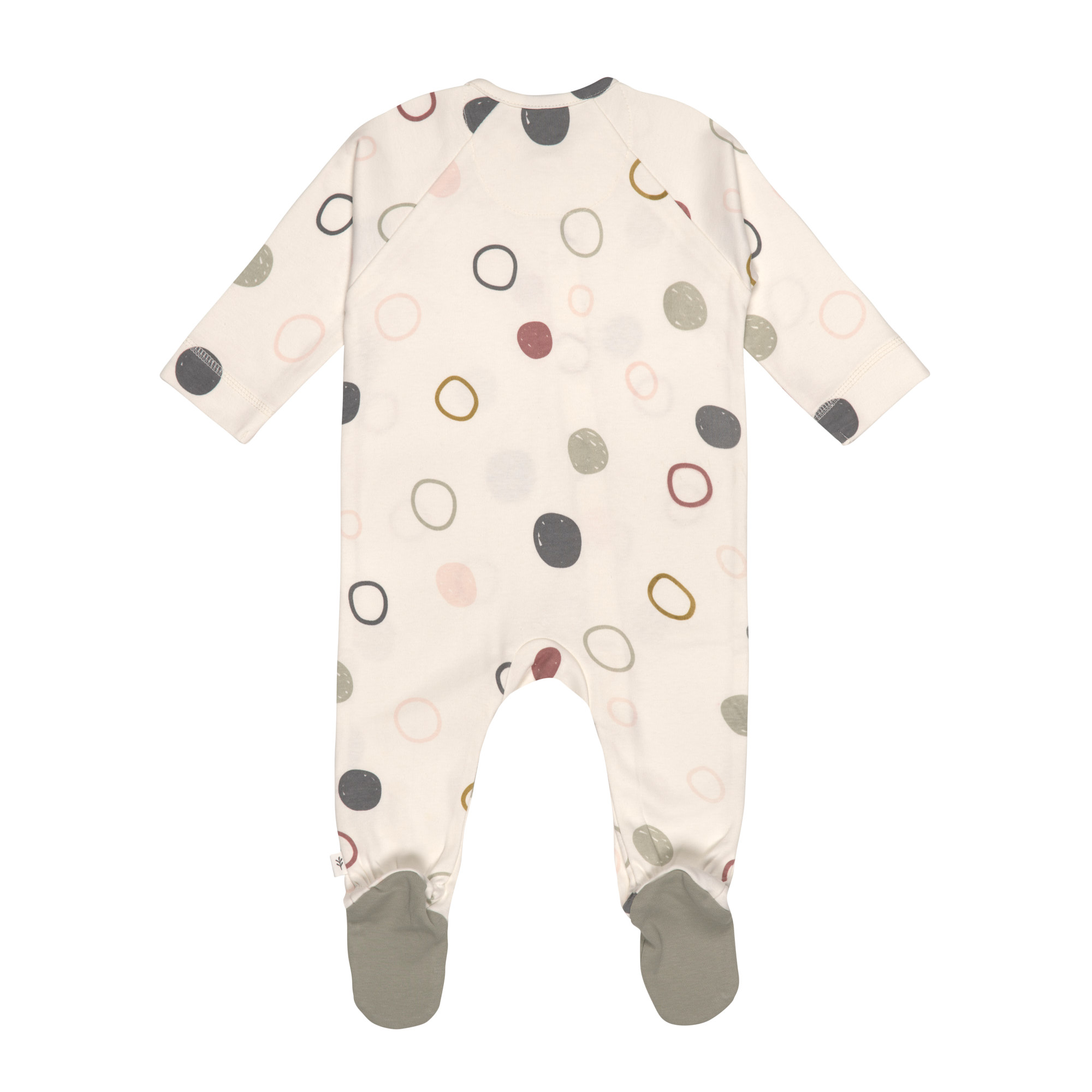 Baby Schlafanzug mit Füßen - Bio Baumwolle, Circles, Weiß