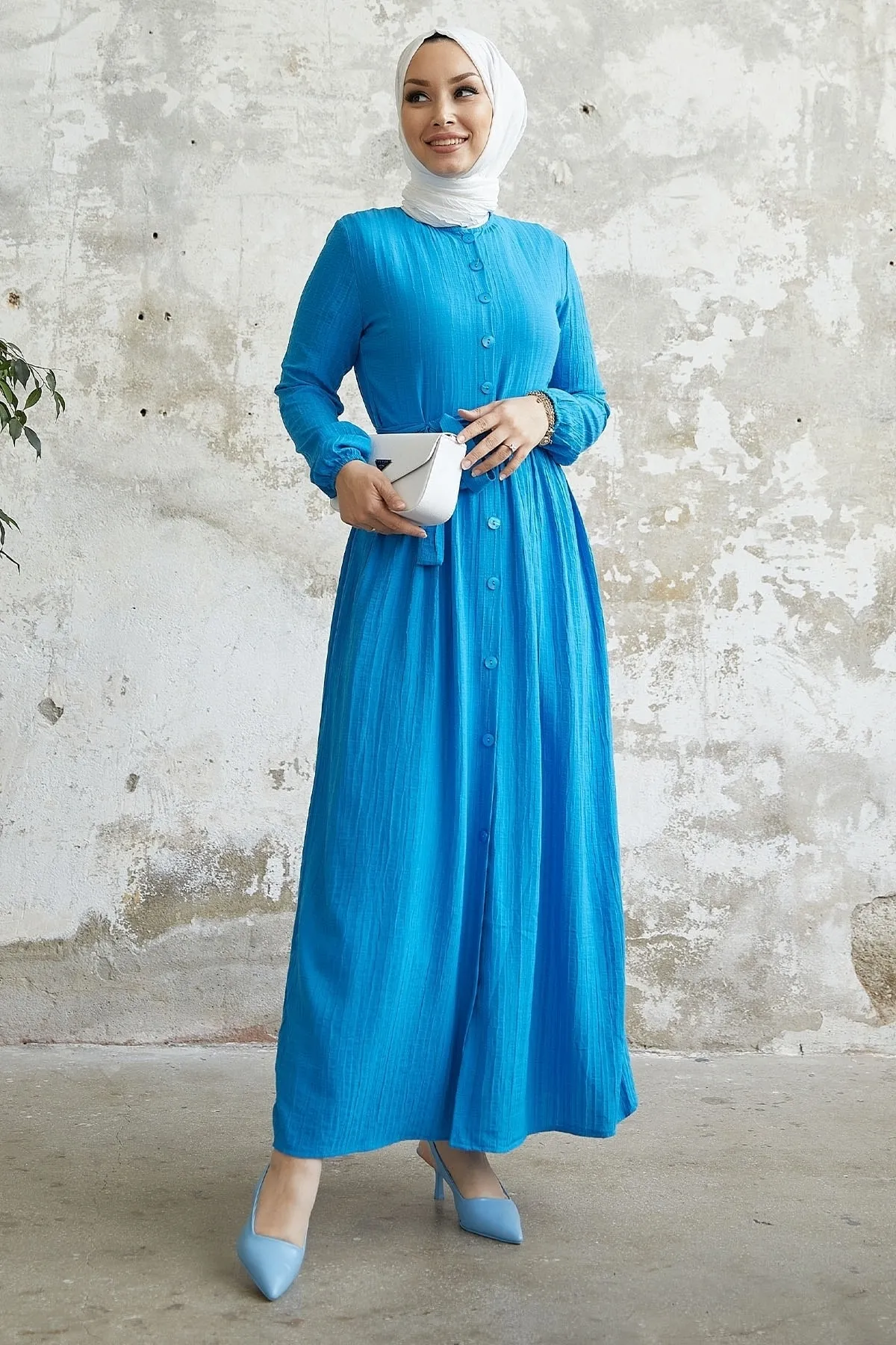 InStyle  Lemina-Kleid mit Gürtel – Blau