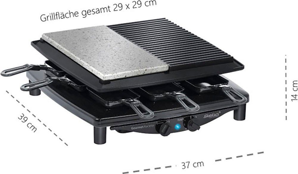 Steba Raclette RC 4 Plus, 8 Raclettepfännchen, 1450 W