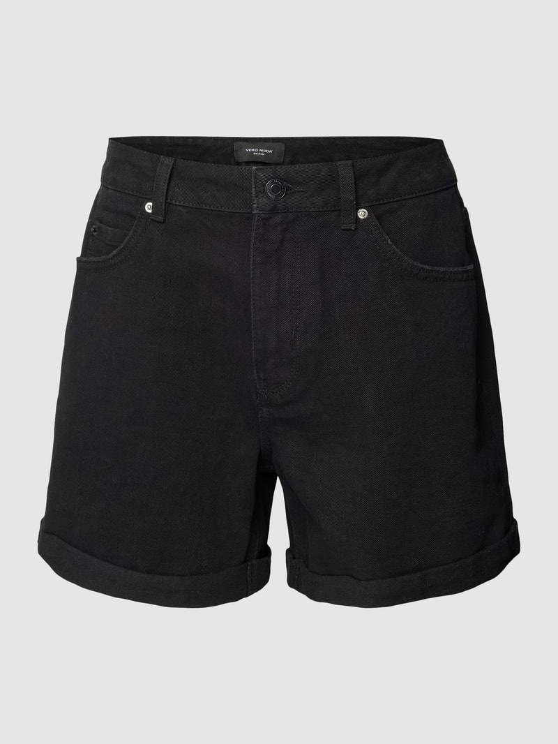Jeansshorts mit fixierten Umschlägen Modell 'ZURI' in schwarz