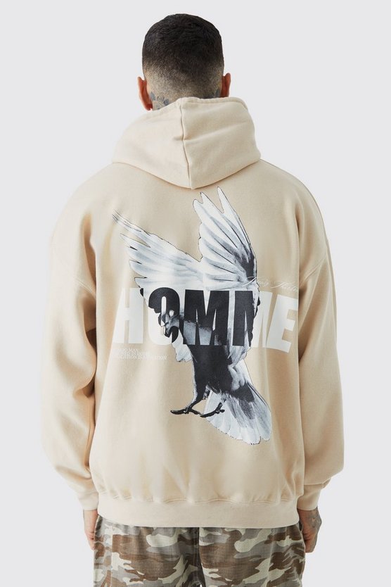 Tall Oversize Hoodie mit Homme Print