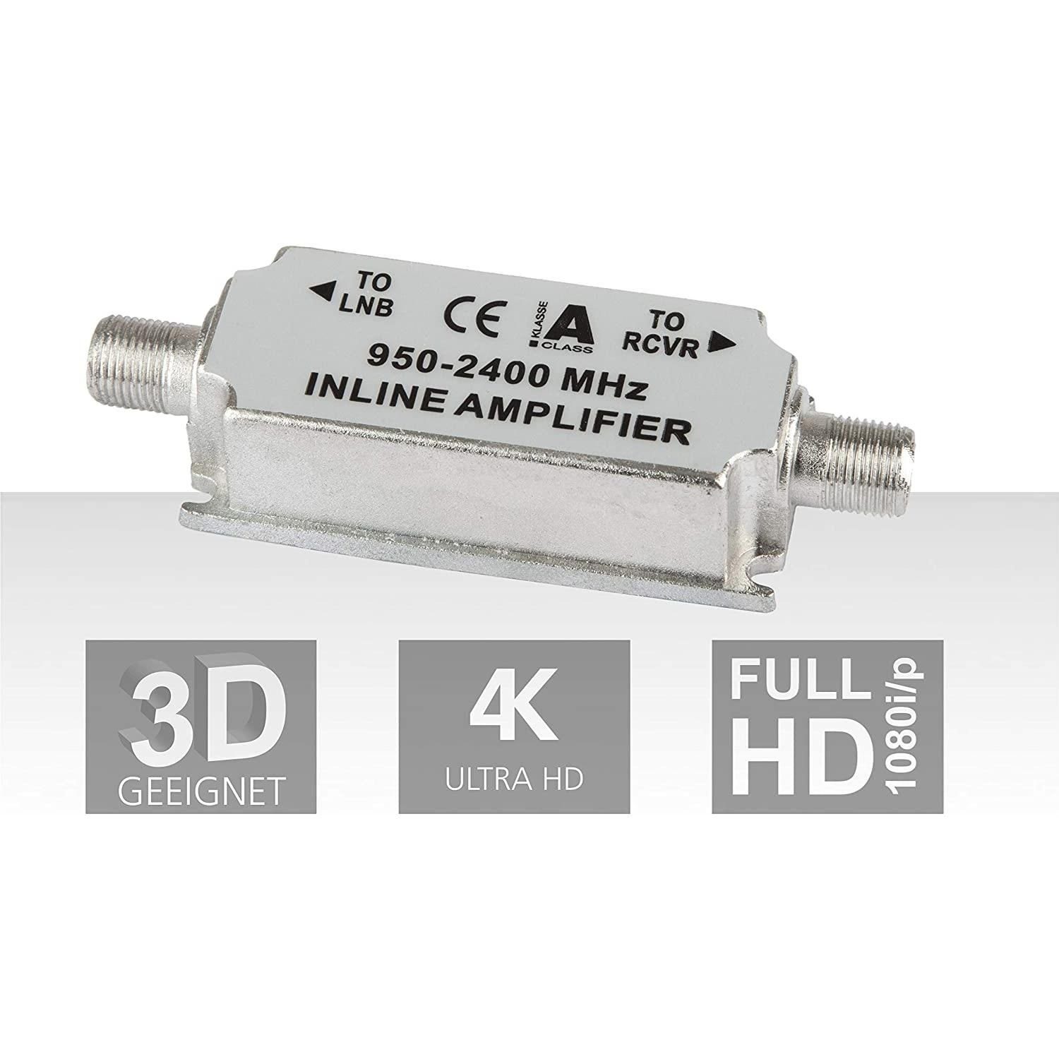 Digitalbox Inline-Verstärker, 20dB, silber-weiß (Inline-Verstärker) Zwischenverstärker