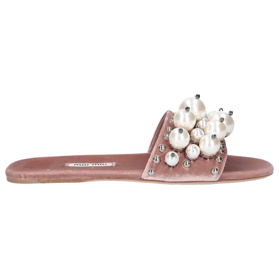 Miu Miu - Sandalen Samt - beige